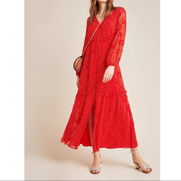 Anthropologie Sz L Textured Buttondown Maxi Dress by Sunday in Brooklyn EUC - Picture 2 of 6